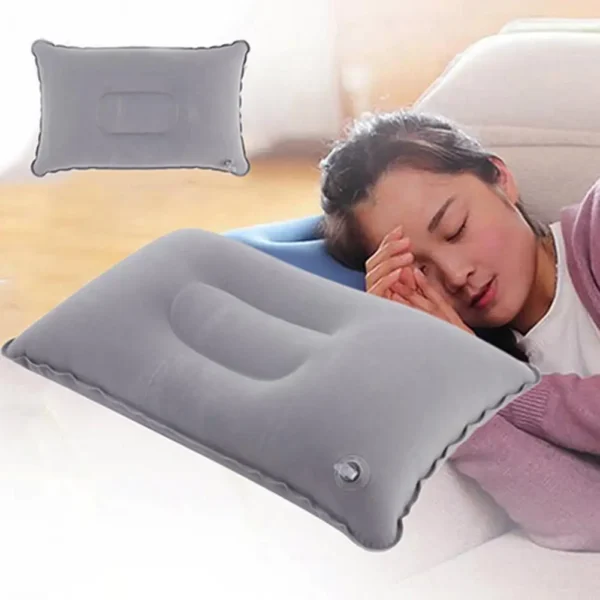 Portable Inflatable Flocked Air Pillow for Rest Bed Travel Cushion Camping