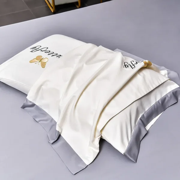 Summer Cool Quilt Bed Sheet Pillowcase 4pc Set Home Textile Light Luxury Embroidery Thin Comforter Blanket King Size Bedding Set