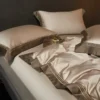 1200TC Hotel Luxury Egyptian Cotton Comforter Duvet Cover with Zipper Modern Embroidery Bedding set Bed Sheet Queen King 4Pcs