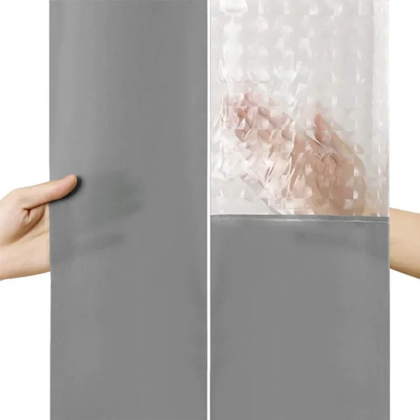 Shower Curtain with Snap-in PEVA Liner Set 71" x 71" Hotel Style with See Through Top Window Blue Fabric Curtain Waterproof Line