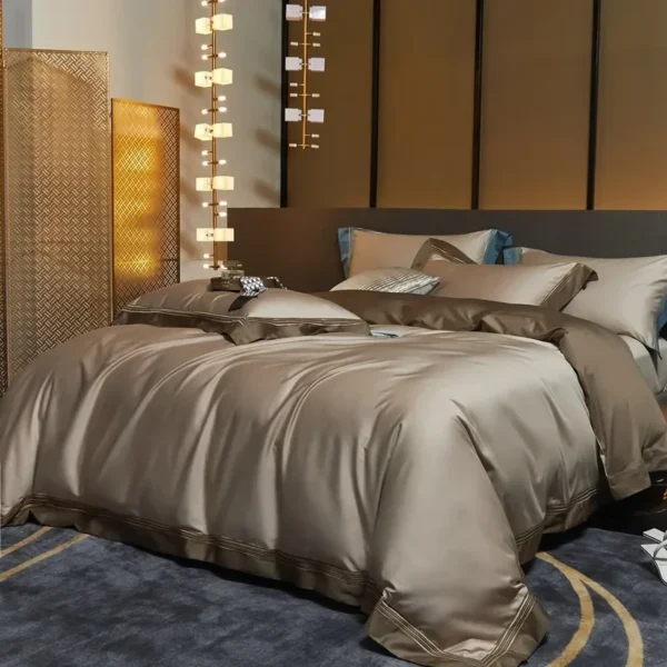 1200TC Hotel Luxury Egyptian Cotton Comforter Duvet Cover with Zipper Modern Embroidery Bedding set Bed Sheet Queen King 4Pcs