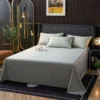 3/4pcs Smooth Ice Silk Duvet Cover Set Hotel Luxury Dark Green Bedding with Sheet and Pillowcase High Quality Comforter Cover