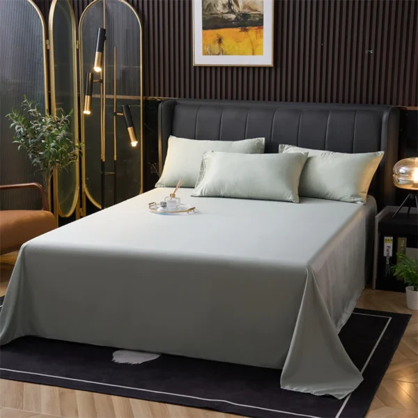 3/4pcs Smooth Ice Silk Duvet Cover Set Hotel Luxury Dark Green Bedding with Sheet and Pillowcase High Quality Comforter Cover
