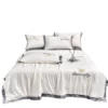 Summer Cool Quilt Bed Sheet Pillowcase 4pc Set Home Textile Light Luxury Embroidery Thin Comforter Blanket King Size Bedding Set