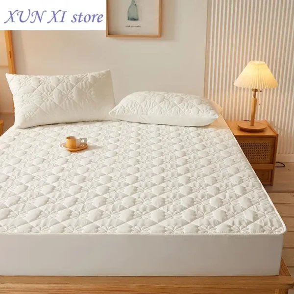 New Ultrasonic Waterproof Mattress Pad Protector Breathable Skin-friendly Fitted Sheet Cover Twin Queen King Size Mattress Cover
